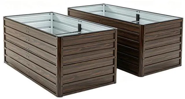 Alt view image 7 of 7 - Raised Garden Bed Kit with Open-Ended Base and 4 Reinforcing Rods for Park, Outdoor Metal Elevated Planter Box with Rustproof Steel Frame and Safety Edging for Flowers (2PCS:6x3x2FT)