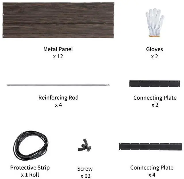 Alt view image 7 of 7 - Raised Garden Bed Kit with Open-Ended Base and 4 Reinforcing Rods for Park, Outdoor Metal Elevated Planter Box with Rustproof Steel Frame and Safety Edging for Flowers (2PCS:8x4x2FT+Walnut)