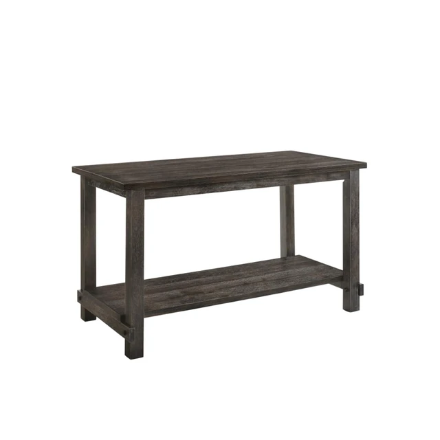 Alt view image 4 of 7 - Hassyee 7-Piece Dinner Table Set with Rectangular Table, 4 X-Back Chairs, 2 Padded Stools & Rivets Trim for 6, Vintage Kitchen Table Set with Storage Shelf for Dining Room