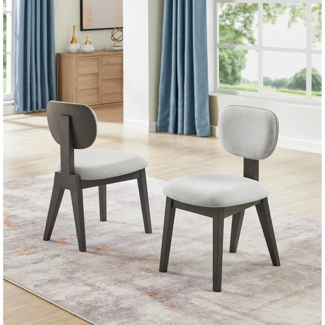 Alt view image 4 of 7 - Hassyee 5-Piece Kitchen Set with Oval Table and 4 Fabric Upholstered Chairs for 4, Farmhouse Dining Table and Chairs Set with Dual Semi-Cylinder Base for Home Restaurant