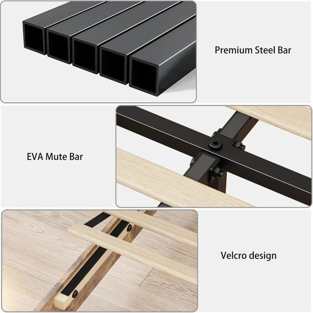 Alt view image 6 of 7 - King/Queen Size Platform Bed with Storage Headboard and USB Charging Station, Mattress Base with Under-Bed Storage Space and Metal Slats Support for Bedroom Guest Room Apartment (Nature Queen)