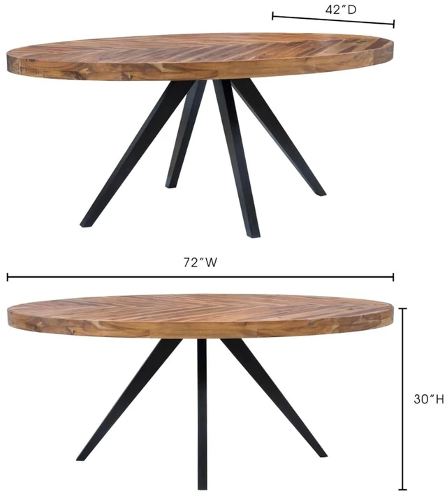 Alt view image 3 of 7 - Hassyee Classic Retro Style Kitchen Dining Table, Oval Design, Can Accommodate 6 People, Diverse Patchwork Patterns, Durable Acacia Wood Dining Table, Suitable for Kitchen Use