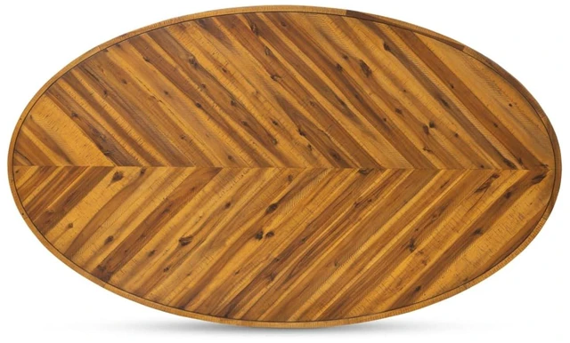 Alt view image 5 of 7 - Hassyee Classic Retro Style Kitchen Dining Table, Oval Design, Can Accommodate 6 People, Diverse Patchwork Patterns, Durable Acacia Wood Dining Table, Suitable for Kitchen Use