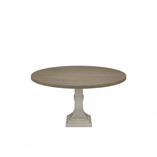 Alt view image 5 of 7 - Hassyee 5-Piece Dining Table and Chairs Set with Round Table and 4 Linen Upholstered Chairs for Home Bar Cafe, Retro Dining Sets with Solid Pedestal Base for Dining Room