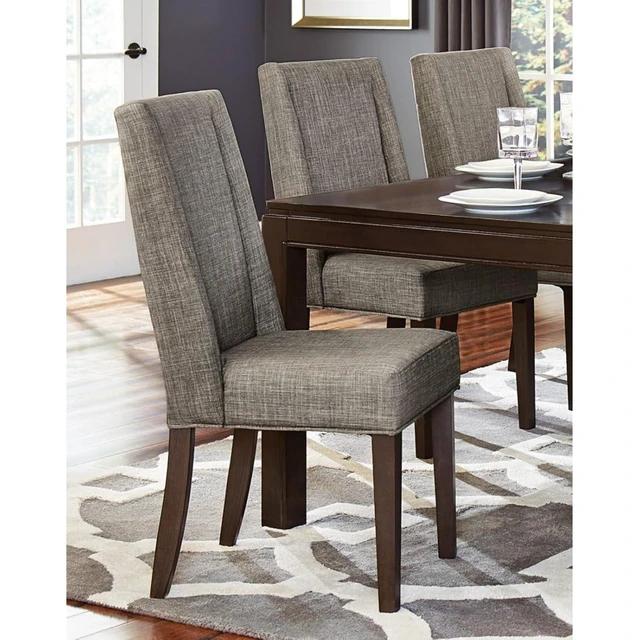 Alt view image 2 of 7 - Hassyee 7-Piece Rectangular Dinner Table Set with Extendable Table and 6 Fabric Upholstered Chairs for 6, Vintage Kitchen Table Set with Solid Wood Frame for Family Gathering