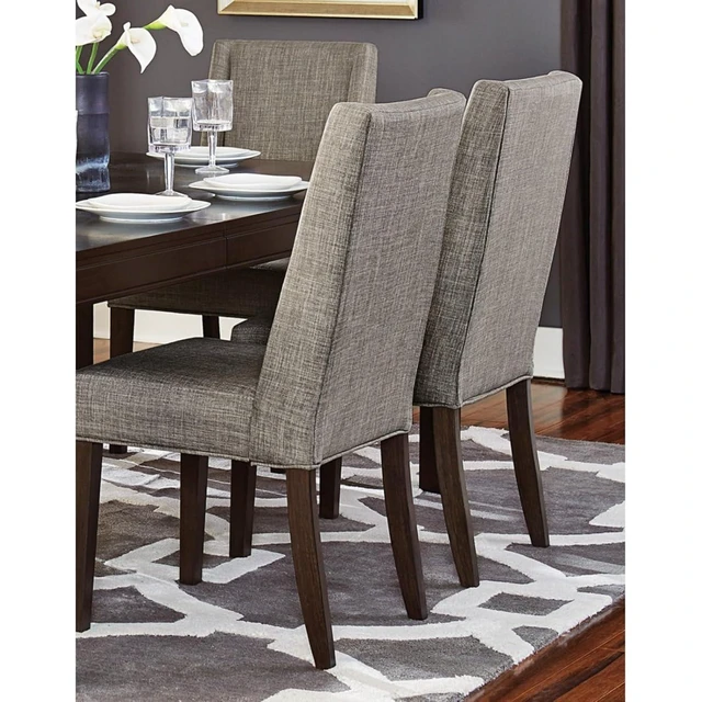 Alt view image 4 of 7 - Hassyee 7-Piece Rectangular Dinner Table Set with Extendable Table and 6 Fabric Upholstered Chairs for 6, Vintage Kitchen Table Set with Solid Wood Frame for Family Gathering