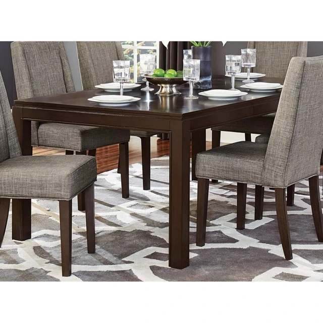 Alt view image 3 of 7 - Hassyee 7-Piece Rectangular Dinner Table Set with Extendable Table and 6 Fabric Upholstered Chairs for 6, Vintage Kitchen Table Set with Solid Wood Frame for Family Gathering