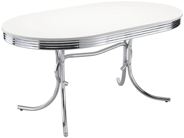 Alt view image 3 of 7 - Hassyee 5-Piece Dining Sets with Oval Table and 4 Upholstered Chairs for Bar Cafe, Contemporary Kitchen Table Set with Decadent Flared Metal Base for Dining Room and Kitchen (White1)
