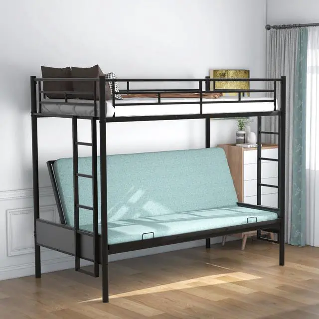 Main image of Hassyee Twin Over Full Metal Bunk Bed with Safety Guardrails and Ladders, Modern Dorm Bed with Under-Bed Storage Space and Slats Support for Master Bedroom Guest Room Apartment
