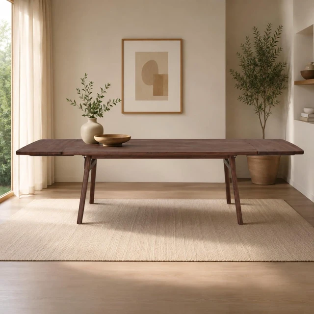 Main image of Hassyee Classic Retro Style Solid Wood Dining Table, Can Accommodate Up to 8 People, Warm and Comfortable Atmosphere, Expandable Kitchen Dining Table, Suitable for Kitchen Use