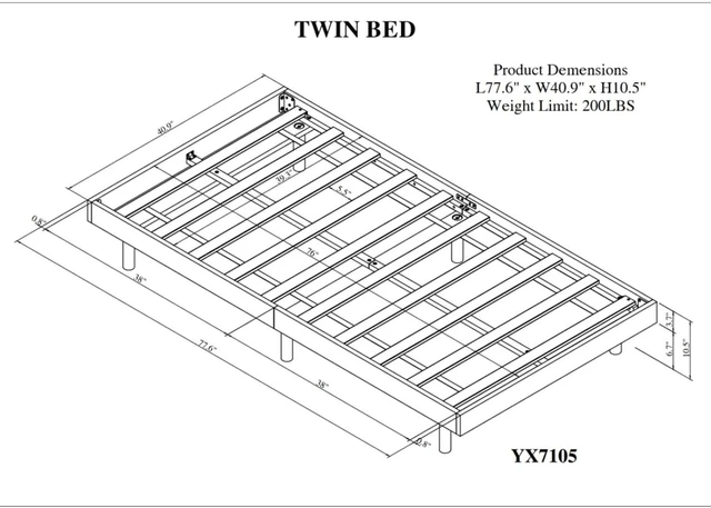 Alt view image 2 of 7 - Twin/Queen/Full Size Low Profile Platform Bed Frame, Modern Panel Bedframe Mattress Base with Wooden Slat Support for Bedroom Guest Room Small Apartment Dormitory, No Box Spring Needed (Walnut Twin)