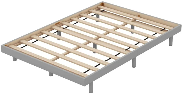 Alt view image 6 of 6 - Twin/Queen/Full Size Low Profile Platform Bed Frame, Modern Panel Bedframe Mattress Base with Wooden Slat Support for Bedroom Guest Room Small Apartment Dormitory, No Box Spring Needed (Grey Full)