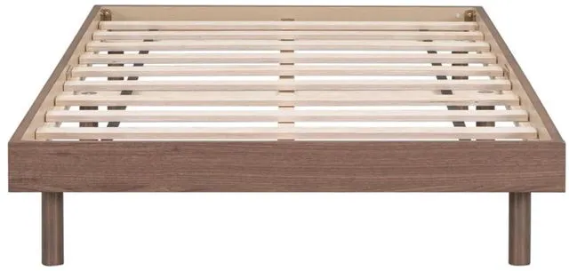 Alt view image 7 of 7 - Twin/Queen/Full Size Low Profile Platform Bed Frame, Modern Panel Bedframe Mattress Base with Wooden Slat Support for Bedroom Guest Room Small Apartment Dormitory, No Box Spring Needed (Walnut Twin)