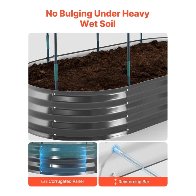 Alt view image 5 of 7 - Hassyee Galvanized Raised Garden Bed with Self Watering System and Mesh Cover for Park, Yard, Outdoor Planter Box with Open Bottom Design for Growing Vegetables, Flowers