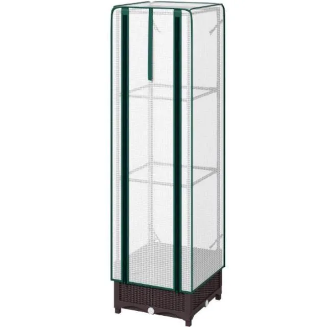 Alt view image 2 of 7 - Hassyee Portable Outdoor Planter Box with Trellis and Protective PE Cover for Lawn, Backyard, Raised Bed with Drainage Holes and Built-in Water Reservoir for Growing Flowers, Plants (Small Size)
