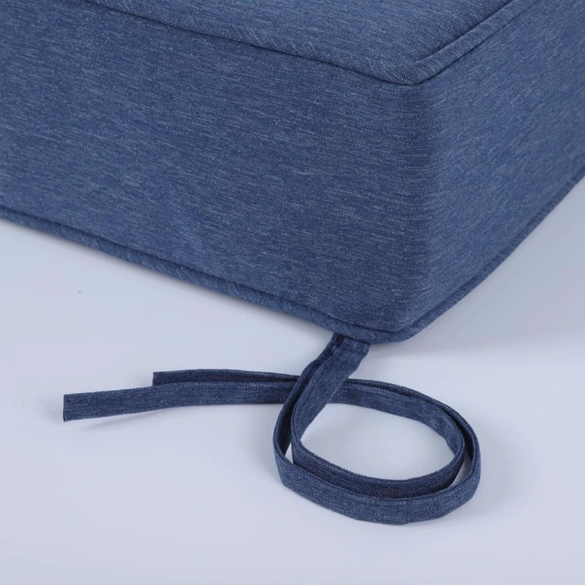 Alt view image 7 of 7 - Hassyee Woven Fabric Double Seat Cushion with Removable Zippered Covers & Reinforced Edging for Patio, Thick Chair Mat with Quick-Spring Support & Securing Straps for Garden (Navy Blue)