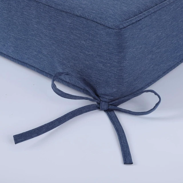 Alt view image 6 of 7 - Hassyee Woven Fabric Double Seat Cushion with Removable Zippered Covers & Reinforced Edging for Patio, Thick Chair Mat with Quick-Spring Support & Securing Straps for Garden (Navy Blue)
