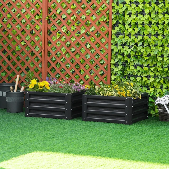 Alt view image 2 of 7 - Hassyee 2 Pieces Galvanized Raised Garden Bed with Open Bottom Design for Growing Flowers, Herbs, Plants, Outdoor Planter Box with Steel Frame for Park, Backyard, Lawn