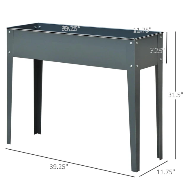 Alt view image 3 of 7 - Hassyee Metal Raised Garden Bed with Legs and Drainage Holes for Growing Flowers, Plants, Herbs, Outdoor Elevated Planter Box with Steel Frame for Backyard, Lawn, Garden