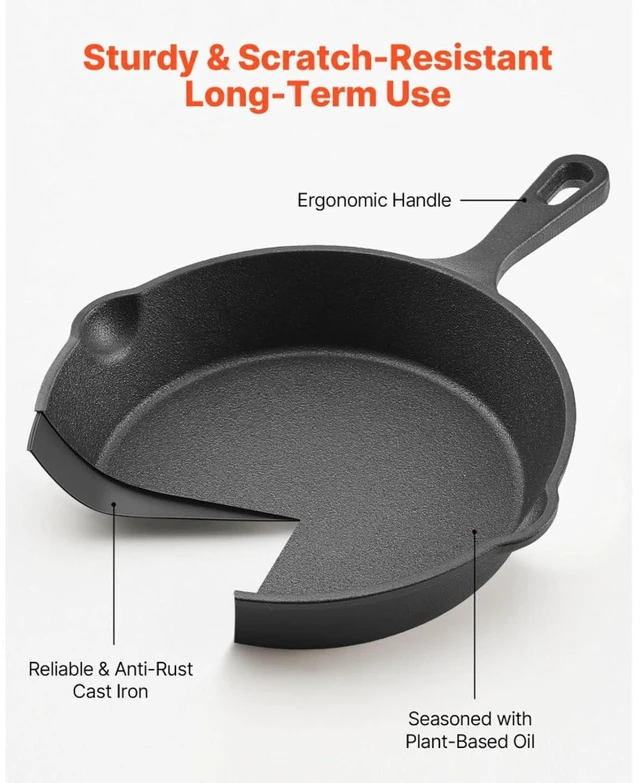 Alt view image 6 of 7 - 4-Piece Frying Pan Set with Heat-Insulating Sleeve Handles and Natural Oil Coating for All Stovetop Use, Durable Cast Iron Skillet with Oven-Safe Build and Scratch-Fighting Surface for Home Cooking