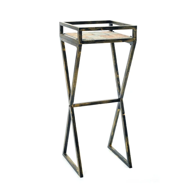 Alt view image 5 of 6 - Hassyee Metal Plant Stand with Multi Color Tabletop for Backyard, Lawn, Patio, Outdoor Plant Pot Stand with Vintage Design and Hardened Powder Coat Finishes for Balcony, Poolside
