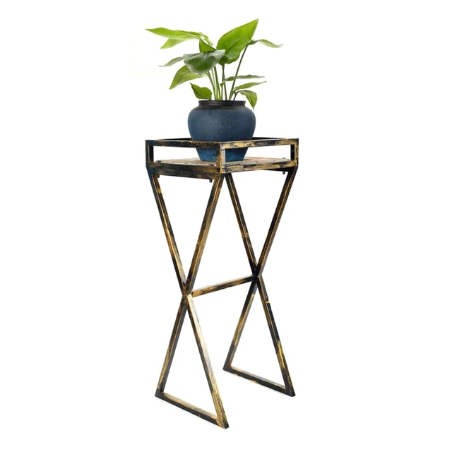 Alt view image 4 of 6 - Hassyee Metal Plant Stand with Multi Color Tabletop for Backyard, Lawn, Patio, Outdoor Plant Pot Stand with Vintage Design and Hardened Powder Coat Finishes for Balcony, Poolside