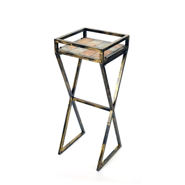 Alt view image 6 of 6 - Hassyee Metal Plant Stand with Multi Color Tabletop for Backyard, Lawn, Patio, Outdoor Plant Pot Stand with Vintage Design and Hardened Powder Coat Finishes for Balcony, Poolside