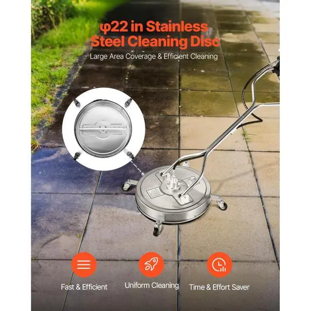 Alt view image 5 of 7 - Heavy-Duty Surface Washer with Adjustable Rotating Handle and Swivel Wheels for Large-Area Floor Washing, Power Water Blaster with Dual Rotating Nozzles for Driveway and Patio Washing