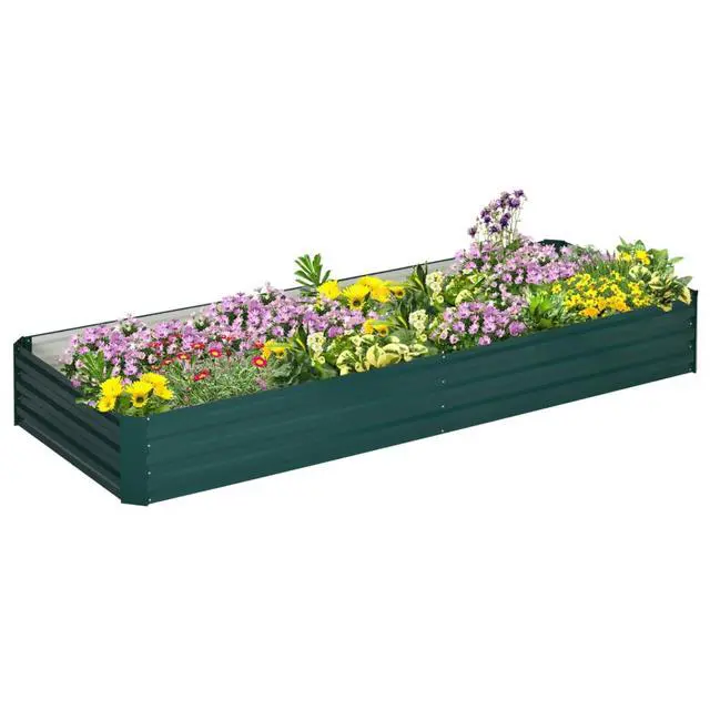 Alt view image 2 of 7 - Hassyee Galvanized Raised Garden Bed with Open Bottom Design for Vegetables, Flowers, Herbs, Succulents, Metal Planter Box with Safey Edging for Lawn, Backyard, Garden