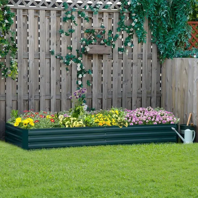 Main image of Hassyee Galvanized Raised Garden Bed with Open Bottom Design for Vegetables, Flowers, Herbs, Succulents, Metal Planter Box with Safey Edging for Lawn, Backyard, Garden
