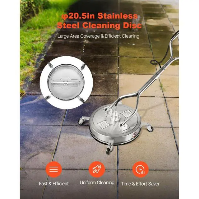 Alt view image 5 of 7 - 20 Inch Power Washer with Dual Rotating Nozzles for Driveway and Patio Washing, Pressure Washing Machine with Adjustable Rotating Handle and Swivel Wheels for Large-Area Floor Washing