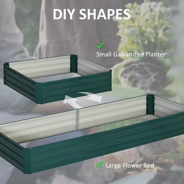 Alt view image 5 of 7 - Hassyee Galvanized Raised Garden Bed with Open Bottom Design for Vegetables, Flowers, Herbs, Succulents, Metal Planter Box with Safey Edging for Lawn, Backyard, Garden