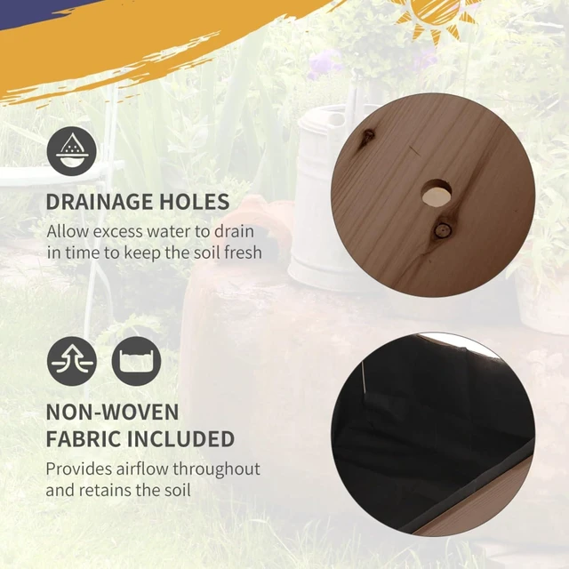 Alt view image 6 of 7 - Hassyee Wooden Raised Garden Bed with 8 Grow Grids and 4 Wheels for Growing Flowers, Herbs, Plants, Outdoor Elevated Planter Box with Storage Shelf and Drainage Holes for Backyard, Lawn