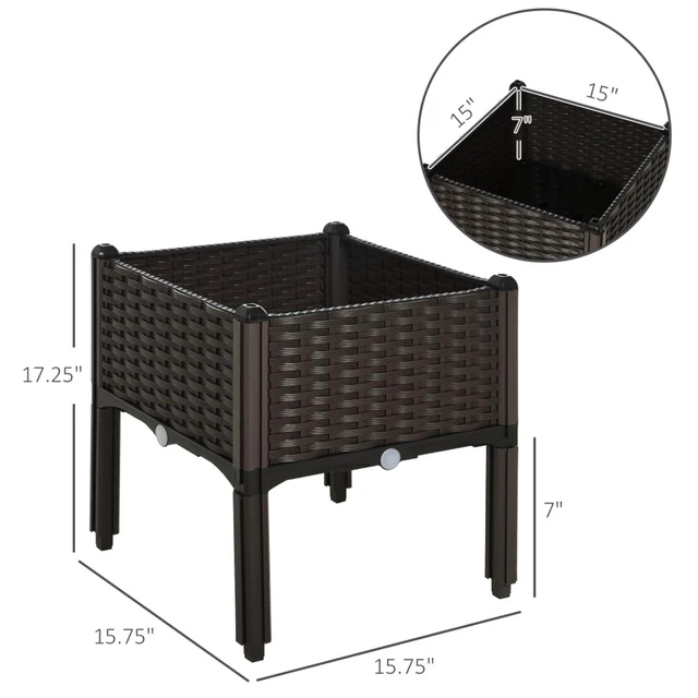 Alt view image 3 of 7 - Hassyee Plastic Raised Garden Bed with Legs and Drainage Holes for Backyard, Lawn, Outdoor Planter Box with Self-Watering Disk for Growing Flowers, Plants, Vegetables