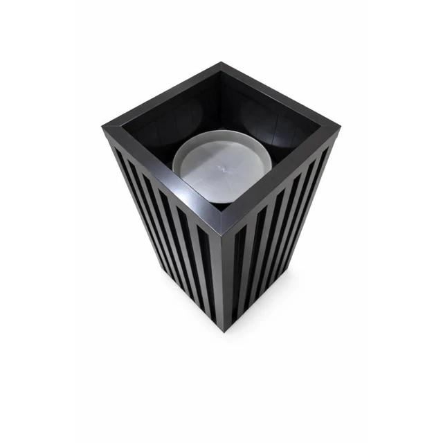 Alt view image 2 of 7 - Hassyee Square Grove Column Planter with Internal Tray and Wood-Like Surface for Backyard, Lawn, Outdoor Flower Pot with Lightweight Aluminum Frame for Growing Flowers, Plants (Dark Brown)