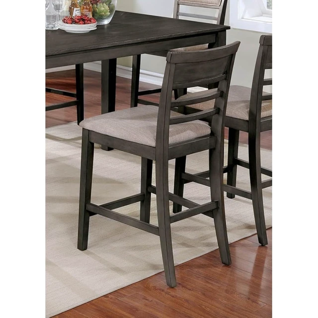 Alt view image 6 of 7 - Hassyee 7-Piece Rectangular Kitchen Set with Counter-Height Table and 6 Ladder Back Chairs for Dining Room, Vintage Dining Table and Chairs Set with Solid Wood Frame for Home Restaurant