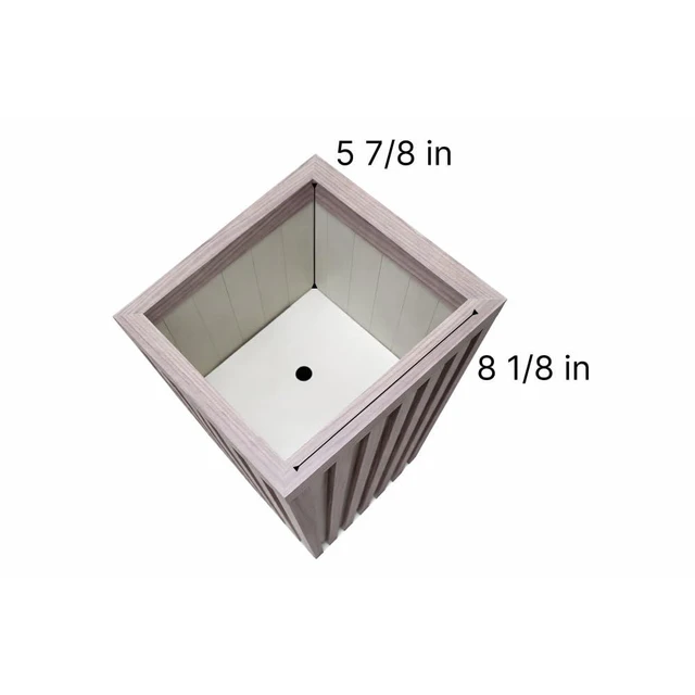 Alt view image 6 of 7 - Hassyee Square Grove Column Planter with Internal Tray and Wood-Like Surface for Backyard, Lawn, Outdoor Flower Pot with Lightweight Aluminum Frame for Growing Flowers, Plants (Ash Brown)