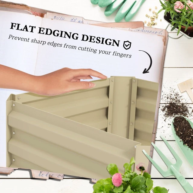 Alt view image 6 of 7 - Hassyee Galvanized Raised Garden Bed with Trellis and Open Bottom Design for Growing Flowers, Plants, Outdoor Metal Planter Box with Flat Edging Design for Backyard, Park, Lawn