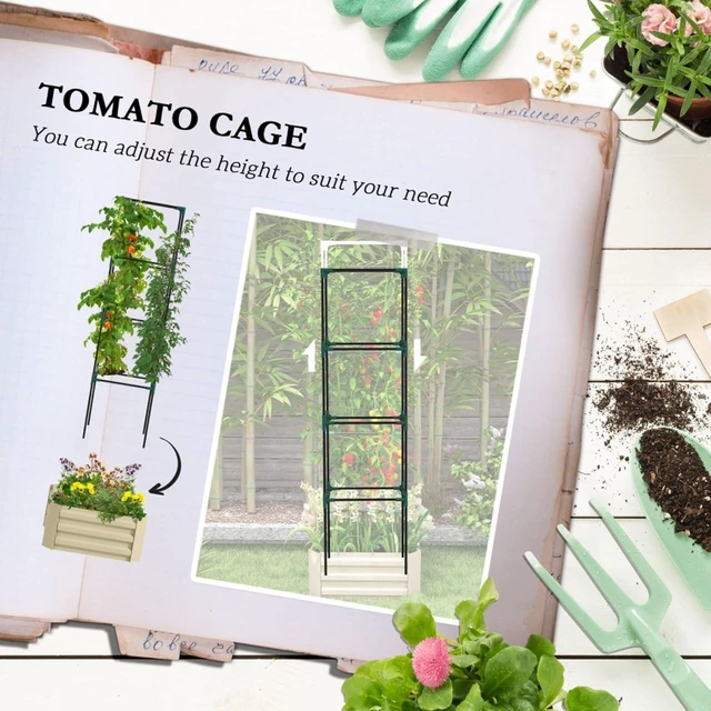Alt view image 4 of 7 - Hassyee Galvanized Raised Garden Bed with Trellis and Open Bottom Design for Growing Flowers, Plants, Outdoor Metal Planter Box with Flat Edging Design for Backyard, Park, Lawn