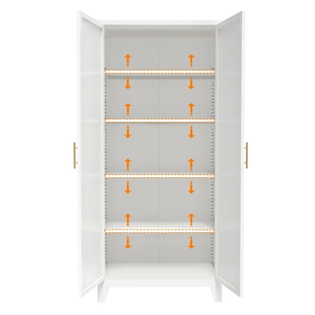 Alt view image 5 of 7 - Hassyee Minimally Designed Kitchen Pantry, Equipped with Adjustable Shelves, Durable Steel Frame, Double Door Design,Multi Functional Pantry,Suitable for Dining Rooms (71'' +White)