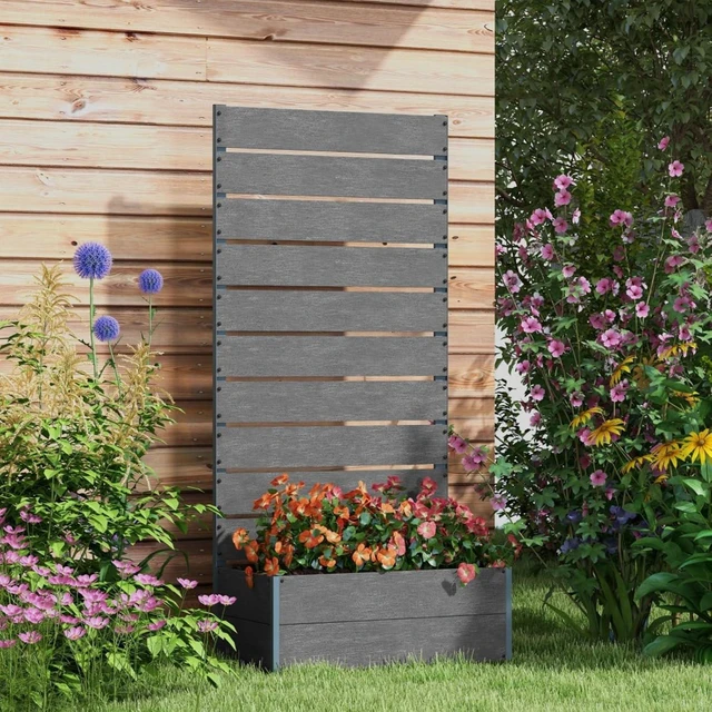 Main image of Hassyee Raised Garden Bed with Trellis for Climbing Plants, Vegetables, Outdoor Wooden Planter Box with Bottom Drainage Gap and Wood-Plastic Board for Lawn, Backyard, Poolside