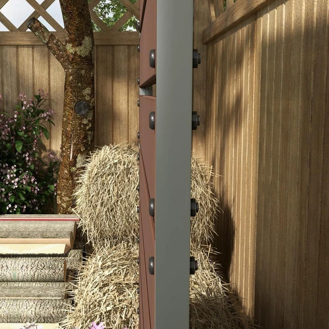 Alt view image 7 of 7 - Hassyee Light Brown Raised Garden Bed with Trellis and Bottom Drainage Gap for Growing Flowers, Plants, Outdoor Planter Box with Wood-Plastic Board for Backyard, Park, Lawn