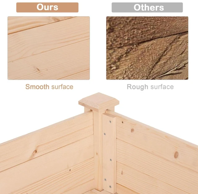 Alt view image 4 of 7 - Hassyee Raised Garden Bed with Legs and Bed Liner for Backyard, Park, Outdoor Wooden Planter Box with Drainage Holes and Elevated Design for Growing Vegetables, Flowers