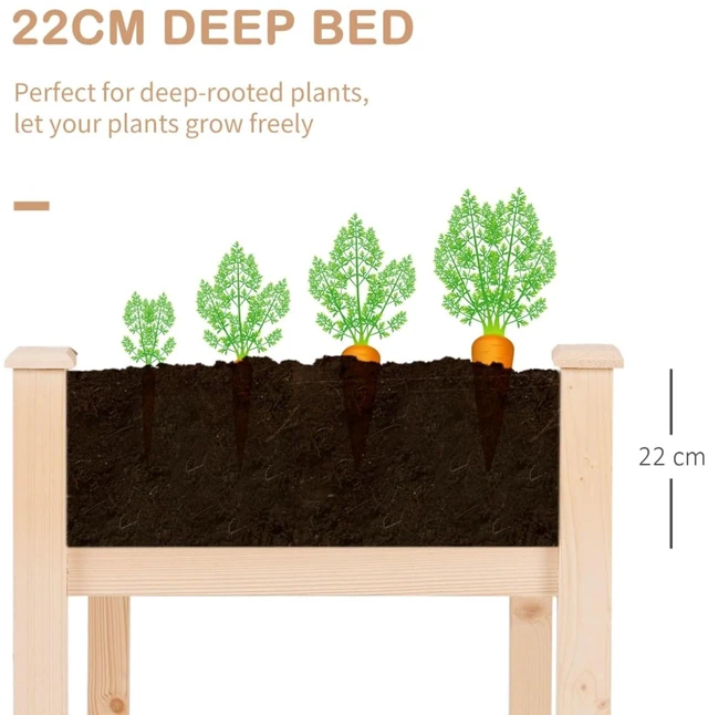 Alt view image 6 of 7 - Hassyee Raised Garden Bed with Legs and Bed Liner for Backyard, Park, Outdoor Wooden Planter Box with Drainage Holes and Elevated Design for Growing Vegetables, Flowers