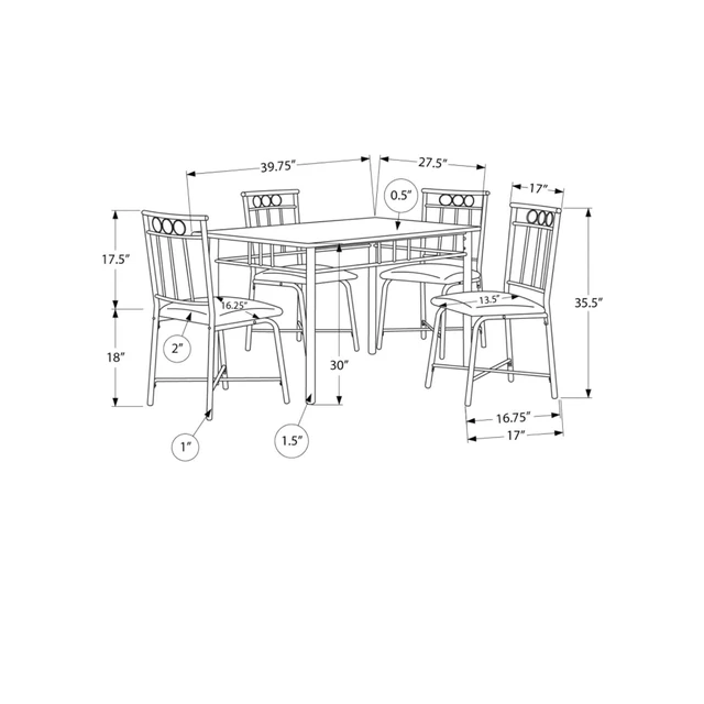 Alt view image 4 of 7 - Hassyee 5-Piece Contemporary Dining Sets with Faux Marble Tabletop and 4 Chairs for Tavern Pub Bistro Home Restaurant, Rectangular Kitchen Set with Metal Frame & Elegant Backrest for 4
