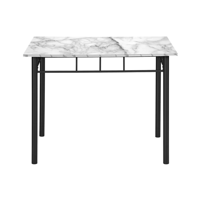 Alt view image 6 of 7 - Hassyee 5-Piece Contemporary Dining Sets with Faux Marble Tabletop and 4 Chairs for Tavern Pub Bistro Home Restaurant, Rectangular Kitchen Set with Metal Frame & Elegant Backrest for 4