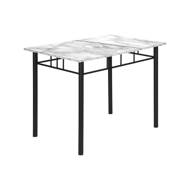 Alt view image 7 of 7 - Hassyee 5-Piece Contemporary Dining Sets with Faux Marble Tabletop and 4 Chairs for Tavern Pub Bistro Home Restaurant, Rectangular Kitchen Set with Metal Frame & Elegant Backrest for 4