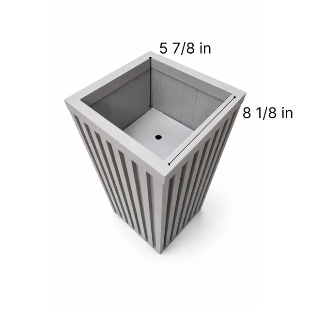 Alt view image 6 of 6 - Hassyee Square Grove Column Planter with Internal Tray and Wood-Like Surface for Backyard, Lawn, Outdoor Flower Pot with Lightweight Aluminum Frame for Growing Flowers, Plants (Brown Grey)