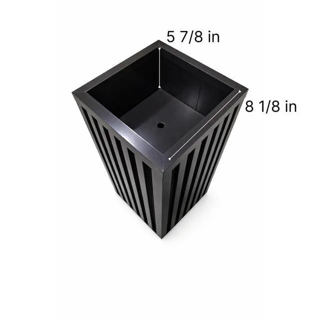 Alt view image 5 of 7 - Hassyee Square Grove Column Planter with Internal Tray and Wood-Like Surface for Backyard, Lawn, Outdoor Flower Pot with Lightweight Aluminum Frame for Growing Flowers, Plants (Dark Brown)
