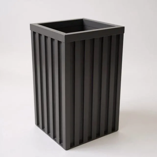 Alt view image 6 of 7 - Hassyee Square Grove Column Planter with Internal Tray and Wood-Like Surface for Backyard, Lawn, Outdoor Flower Pot with Lightweight Aluminum Frame for Growing Flowers, Plants (Dark Brown)